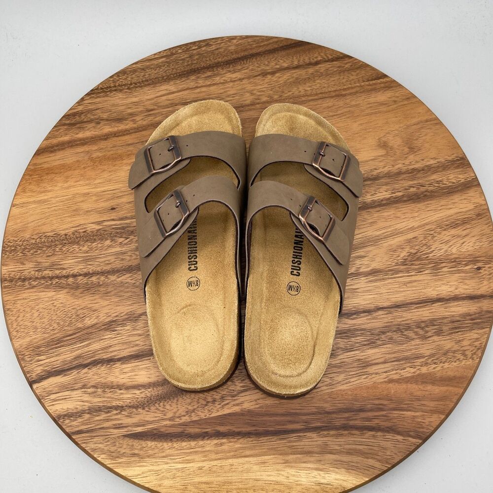 Cushionaire Lane Sandals Womens Size 8.5 M Brown Leather Casual Comfort Slides - Picture 5 of 9